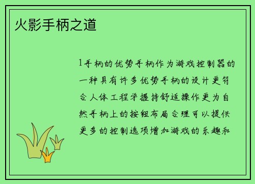 火影手柄之道